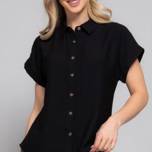BLUSA NEGRA LISA DE BOTONES ACTIVE