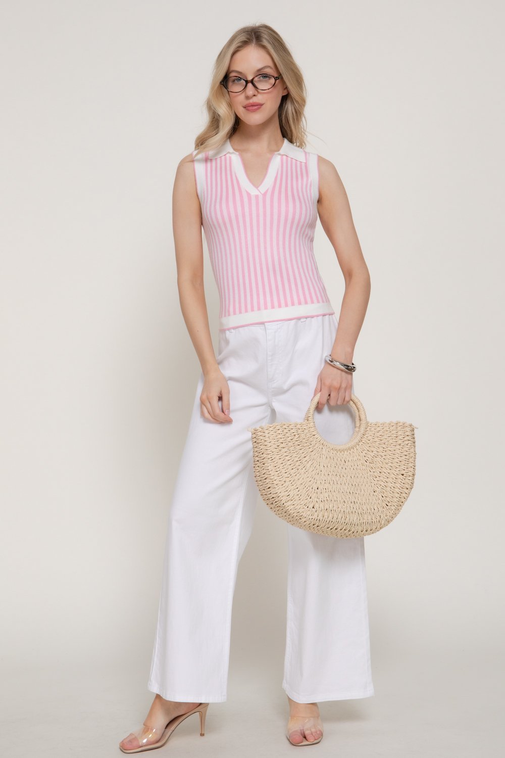 BLUSA ROSADA DE RAYAS CON CUELLO ACTIVE - Imagen 4