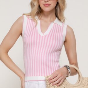BLUSA ROSADA DE RAYAS CON CUELLO ACTIVE