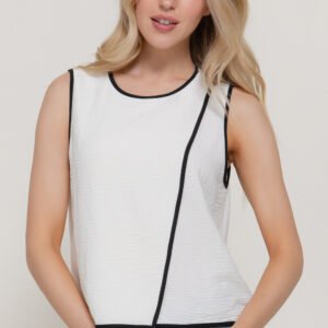 BLUSA BLANCA CON RAYA NEGRA SIN MANGAS ACTIVE