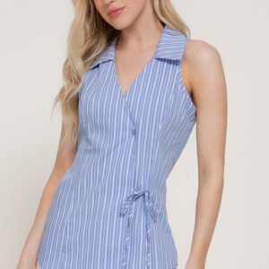 BLUSA CRUZADA DE RAYAS SIN MANGAS CON CUELLO ACTIVE