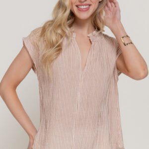BLUSA FLOJA DE RAYAS CON CUELLO EN V ACTIVE