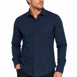 CAMISA MANGA LARGA CON PRINT AZUL NAVY VAN HEUSEN