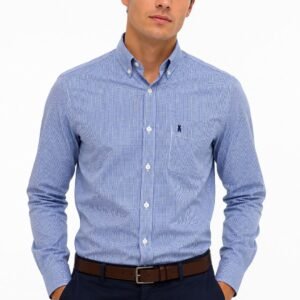 CAMISA MANGA LARGA DE CUADROS AZUL VAN HEUSEN