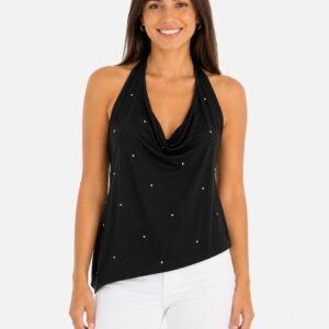 BLUSA CON CUELLO HALTER Y PERLAS RUNWAY