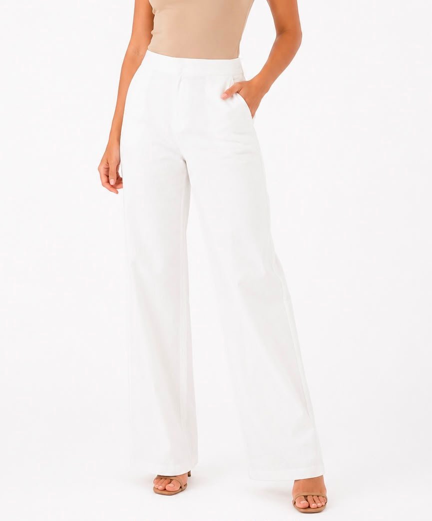 PALAZO BLANCO CON BOLSAS Y PRETINA GYNAIKES