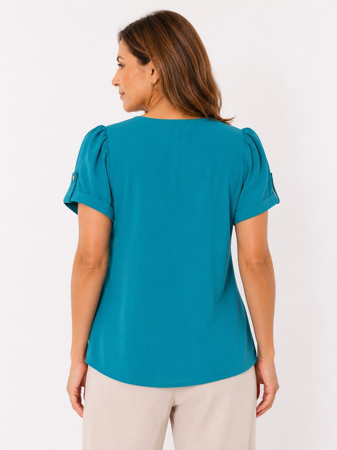 BLUSA FLOJA CON CUELLO EN V DE ENCAJE ROSEMIEL - Imagen 4