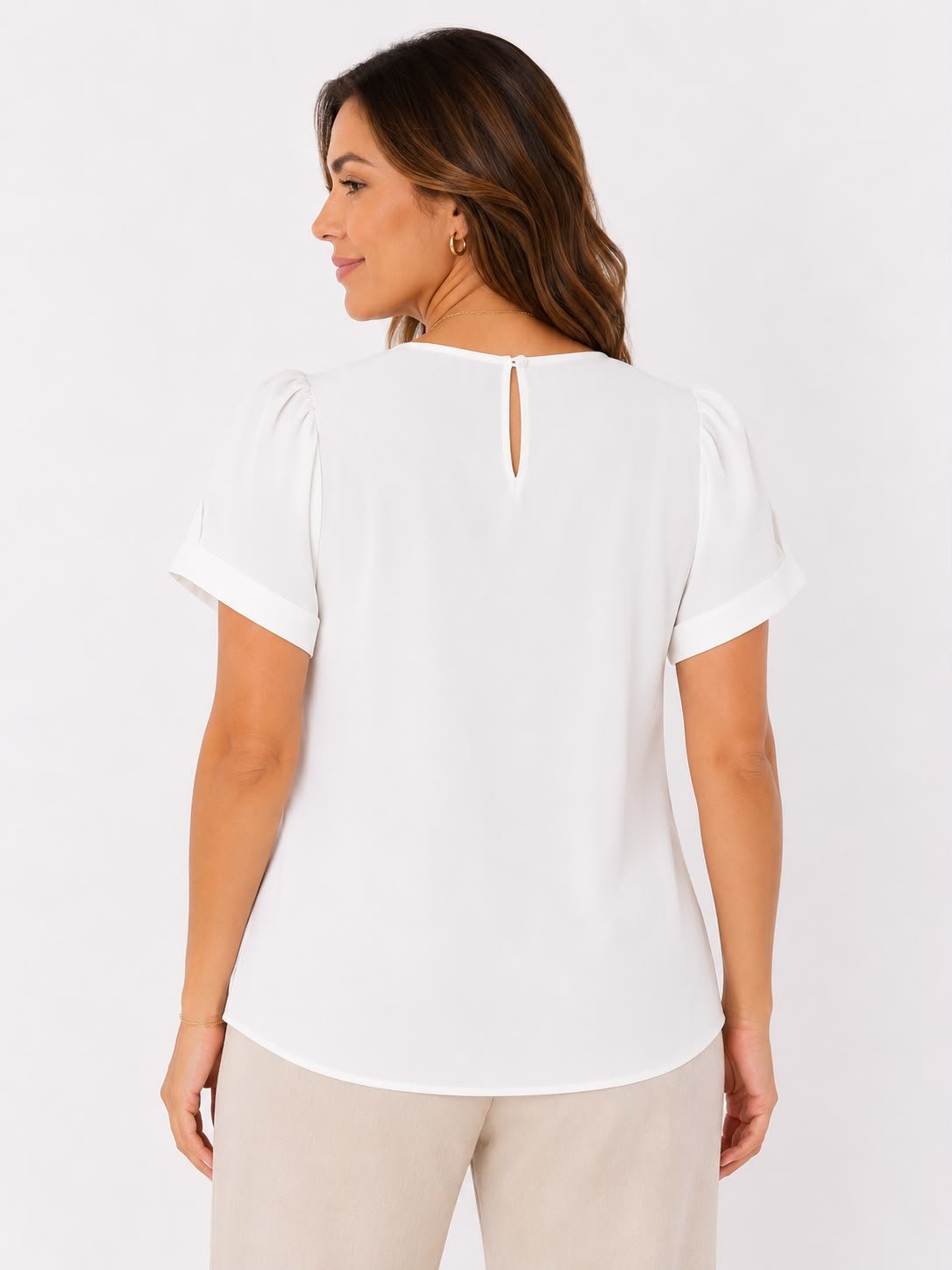 BLUSA FLOJA CON CUELLO EN V DE ENCAJE ROSEMIEL - Imagen 2