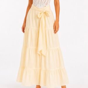 FALDA LARGA AMARILLA CON LASO EN CINTURA CRETA