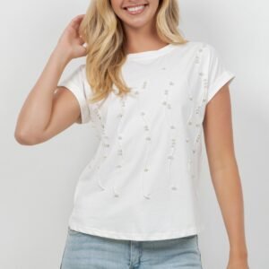 BLUSA BLANCA CON PERLAS TABA